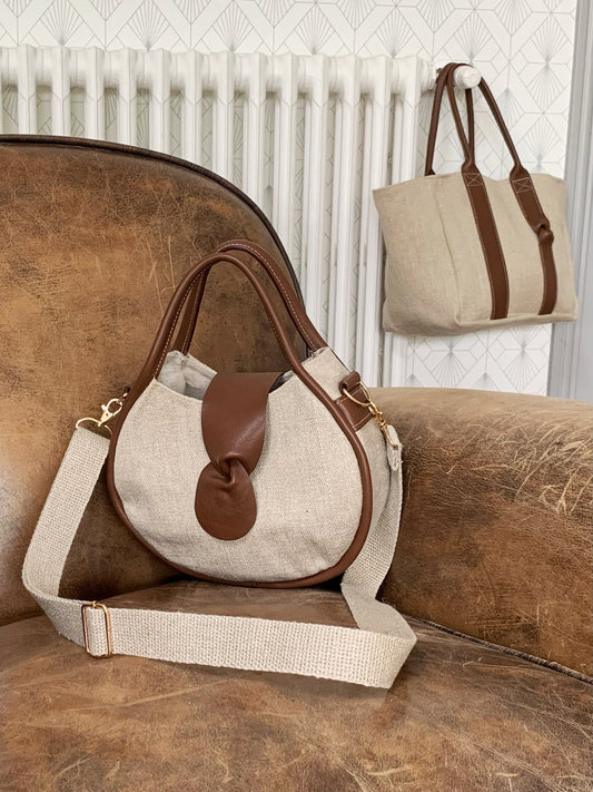 Petit Ovale Bandoulière | Chanvre & Cuir