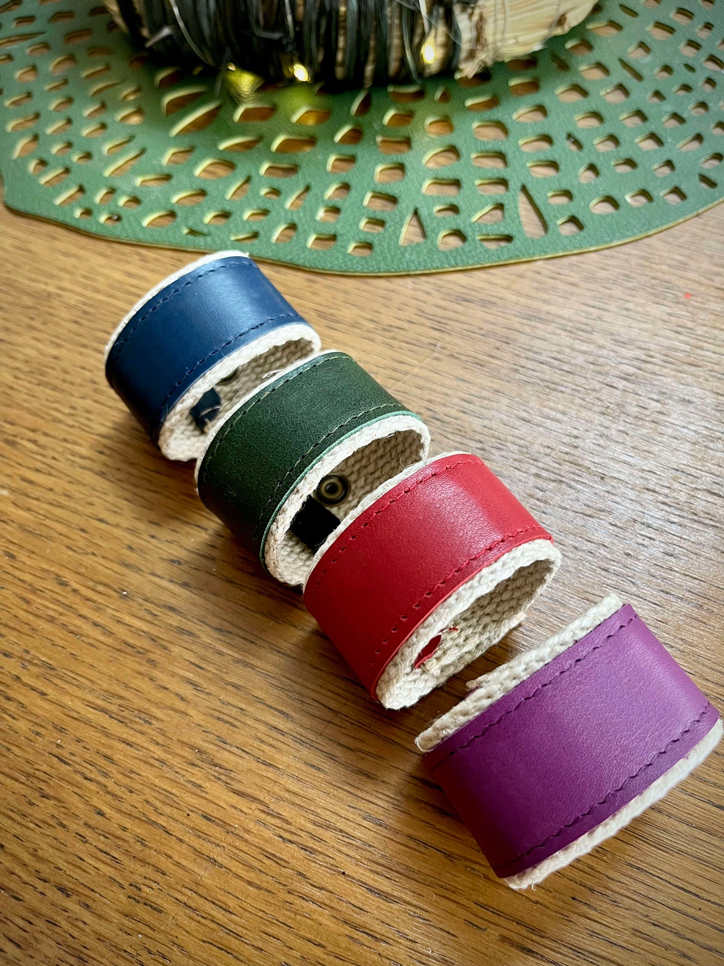 Lot de 4 Ronds de Serviettes en Cuir vierge