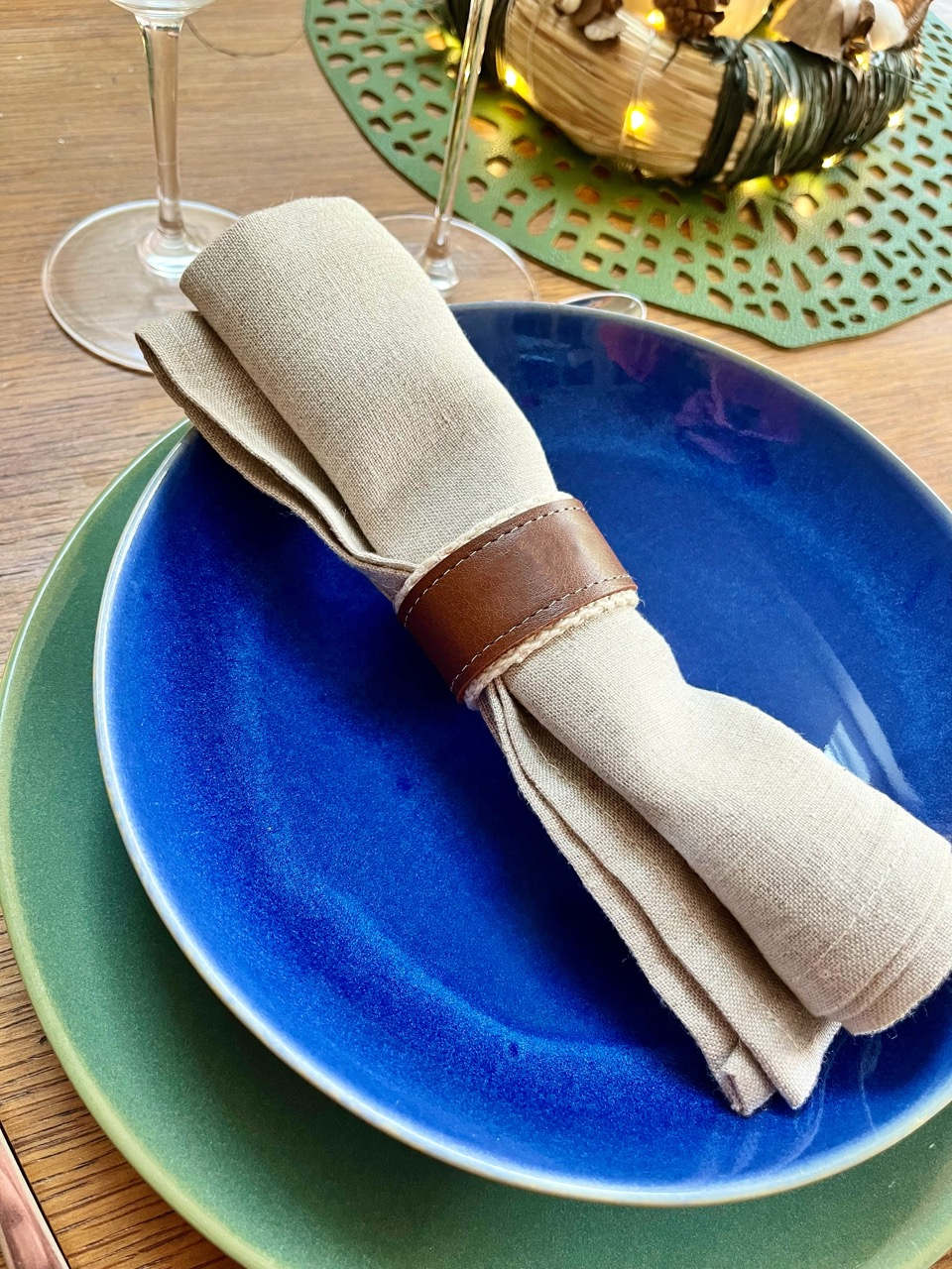 Rond de serviettes en cuir vierge