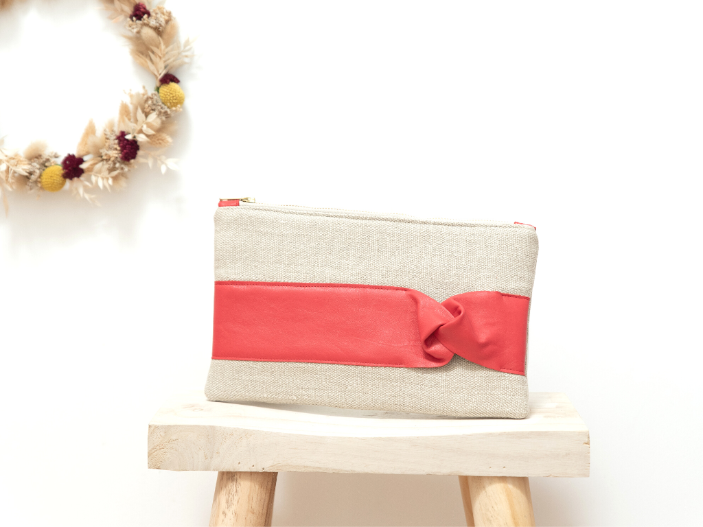 Pochette chanvre et cuir