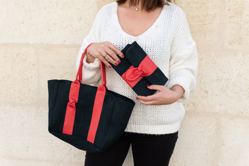 Cabas épicéa cuir rouge vibrant