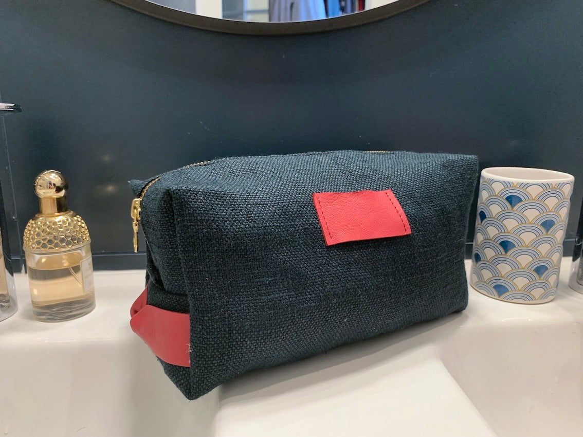 Trousse de Toilette Voyage | Chanvre Epicéa & Cuir