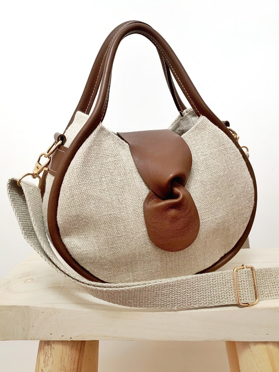 Petit Ovale naturel cuir noir