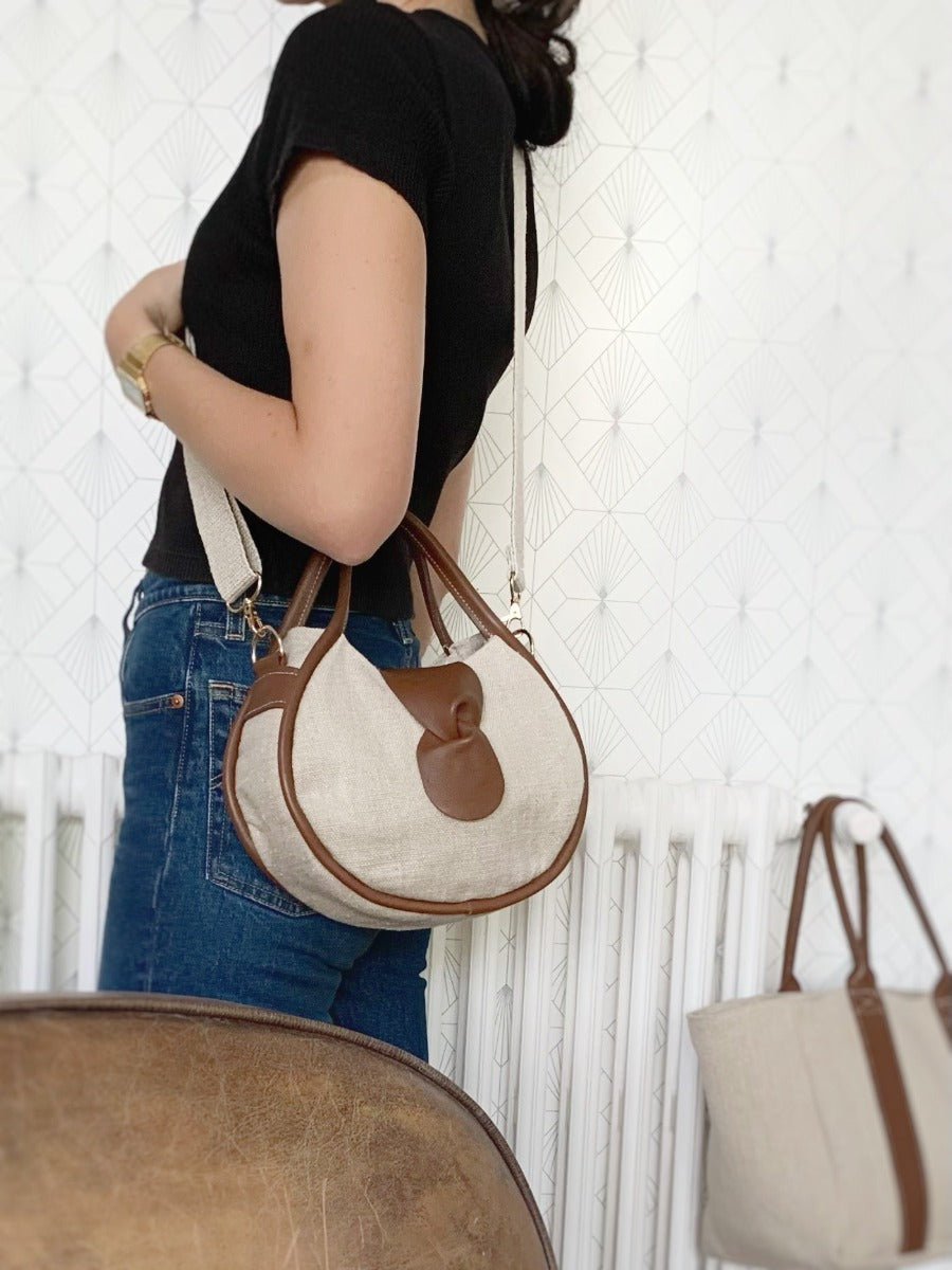 Petit Ovale naturel cuir noir
