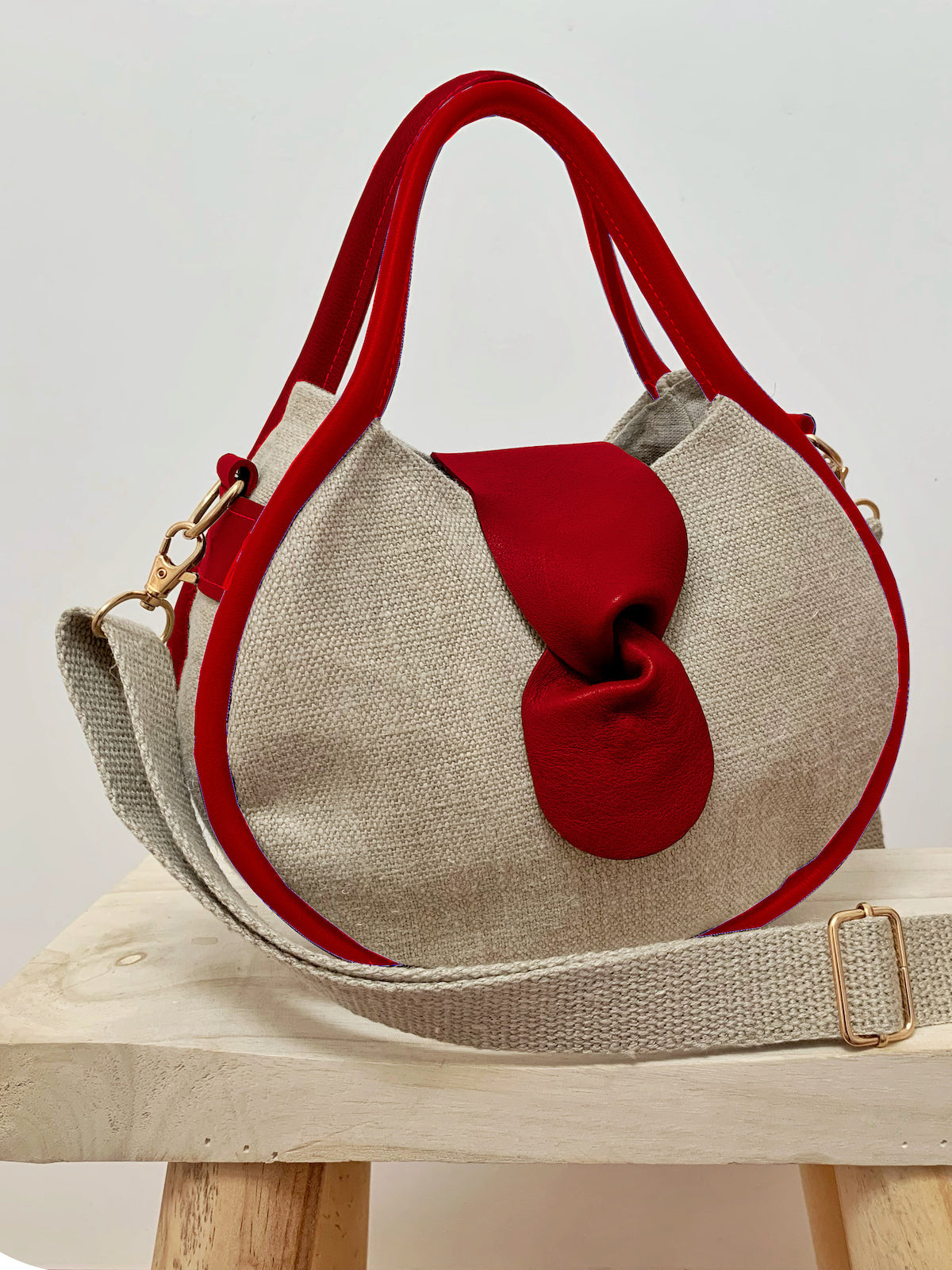 Petit Ovale naturel cuir noir