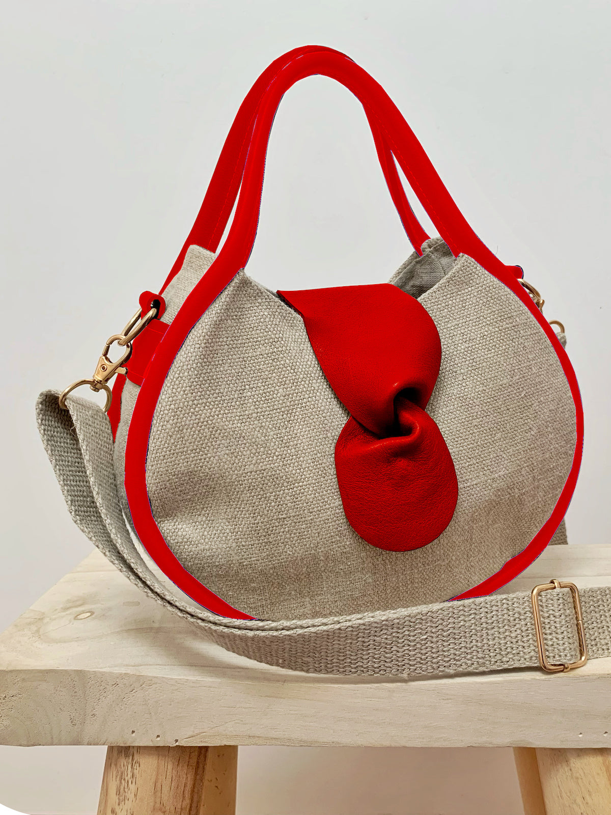 Petit Ovale naturel cuir noir