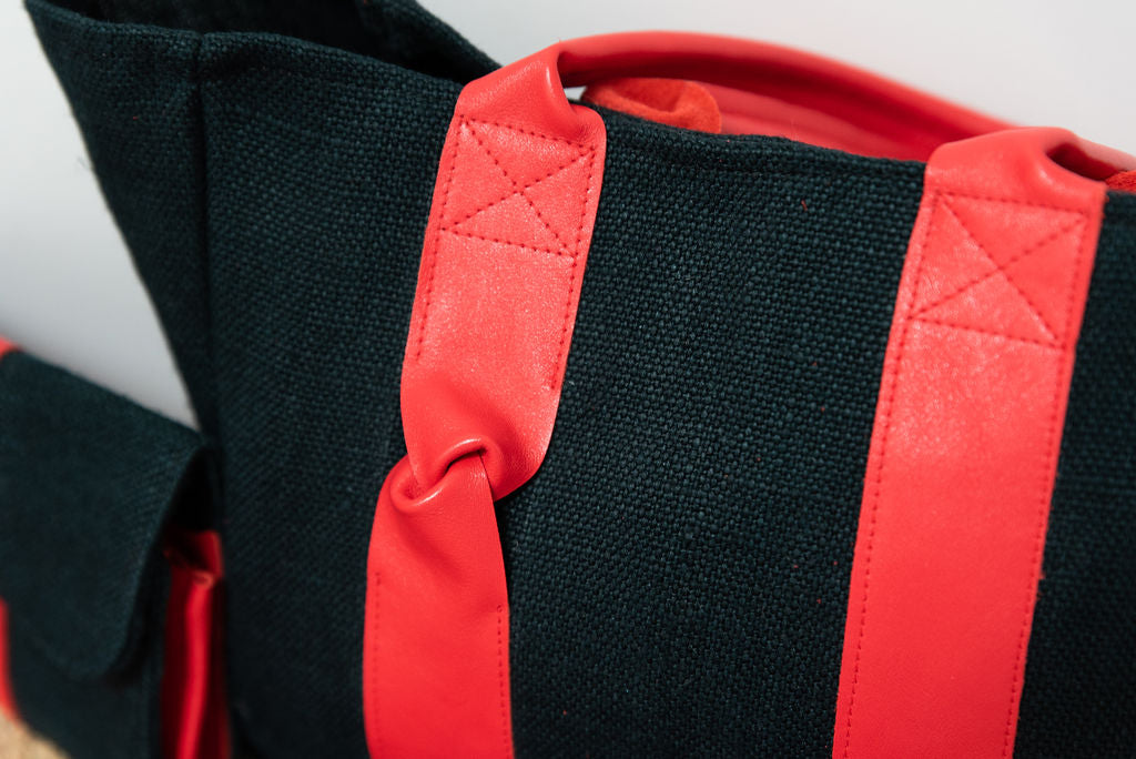 Cabas épicéa cuir rouge vibrant