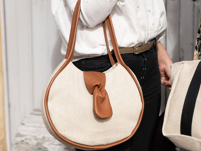 Sac à main en chanvre et cuir fait main en France