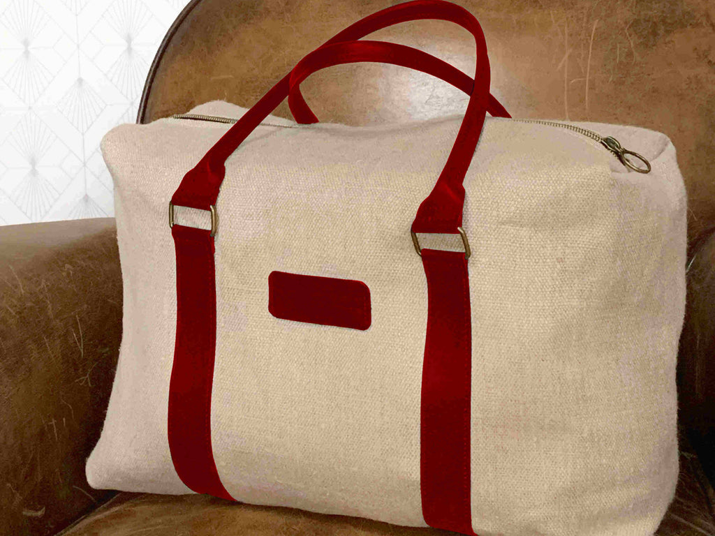 Sac 24h bagage en chanvre et cuir fait main en France