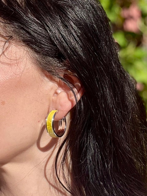 Petites Créoles Argentées - Cuir d'Exception au choix