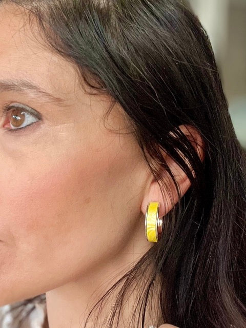 Petites Créoles Argentées - Cuir d'Exception au choix