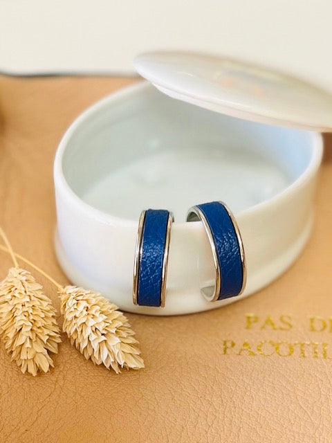 Petites Créoles Argentées - Cuir d'Exception au choix