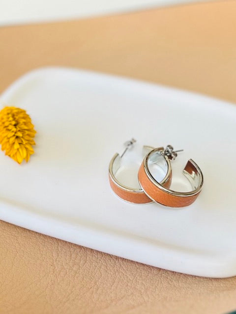 Petites Créoles Argentées - Cuir d'Exception au choix