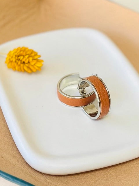 Petites Créoles Argentées - Cuir d'Exception au choix