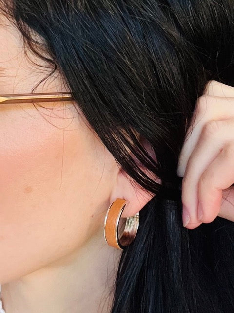 Petites Créoles Argentées - Cuir d'Exception au choix