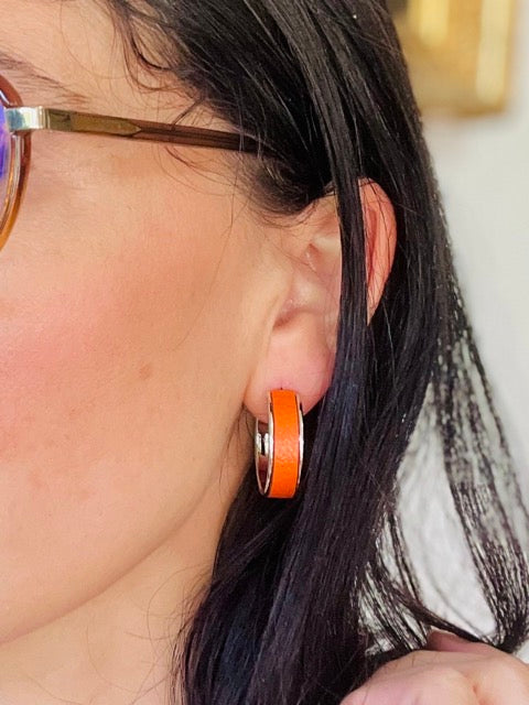 Petites Créoles Argentées - Cuir d'Exception au choix