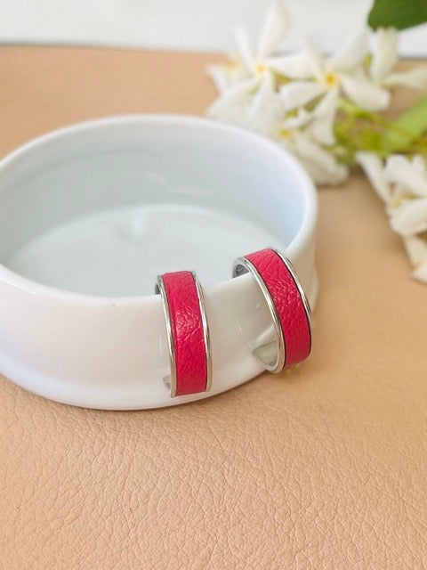 Petites Créoles Argentées - Cuir d'Exception au choix