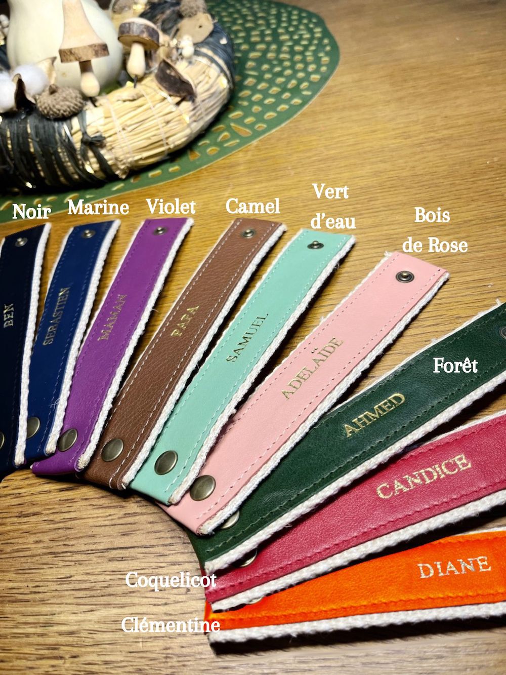 Lot de 4 Ronds de Serviette en Cuir - A Personnaliser