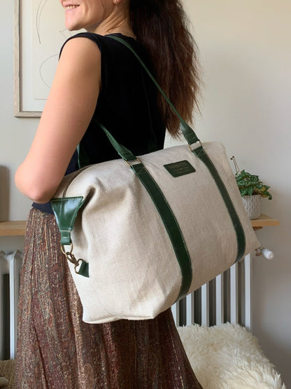 Sac week-end en chanvre et cuir