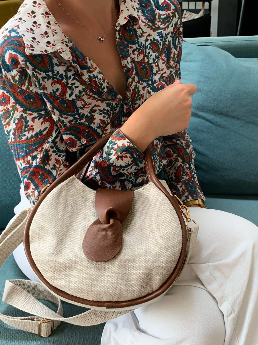 Petit Oval Bandoulière | Chanvre & Cuir