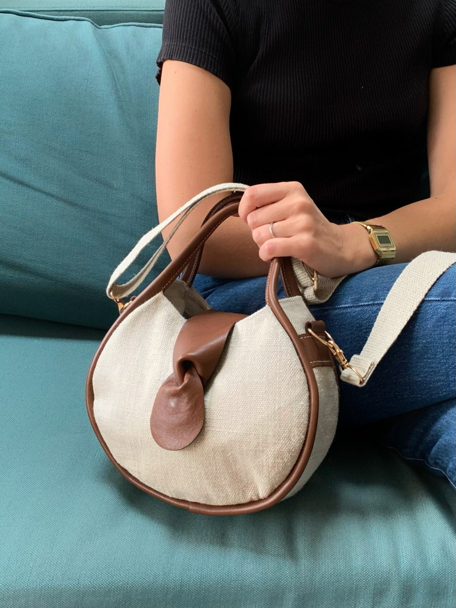 Petit Oval Bandoulière | Chanvre & Cuir