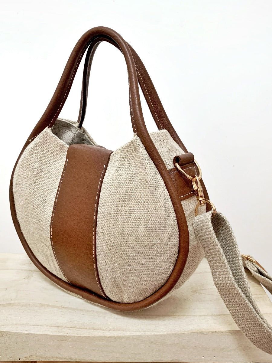 Petit Oval Bandoulière | Chanvre & Cuir