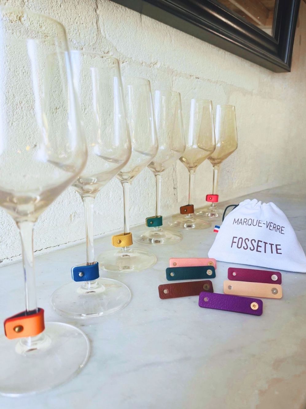 Marque-Verre en cuir - Lot de 12