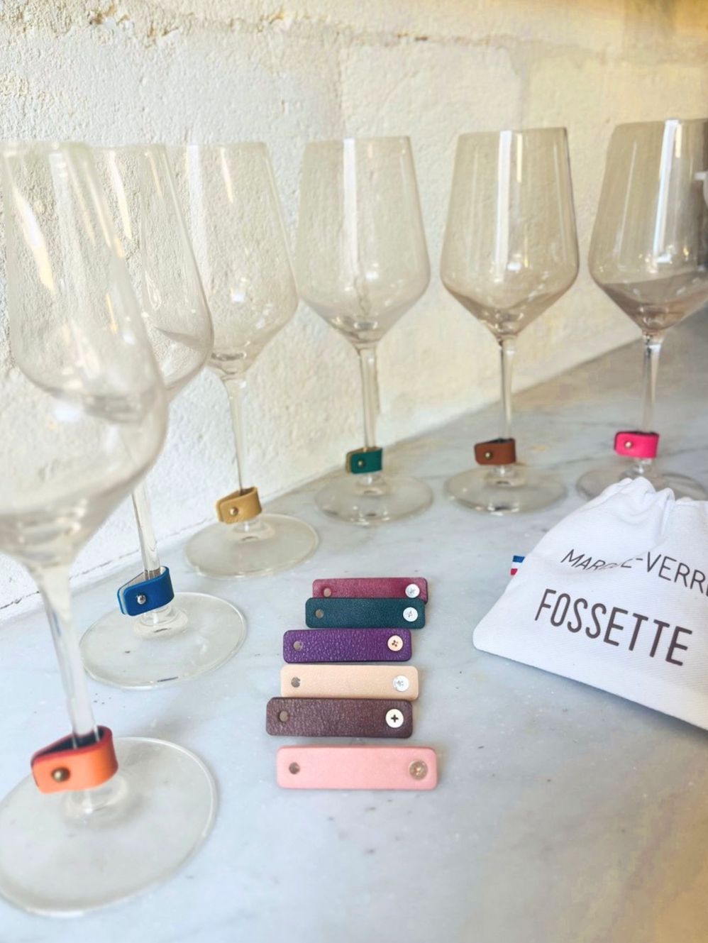 Marque-Verre en cuir - Lot de 12