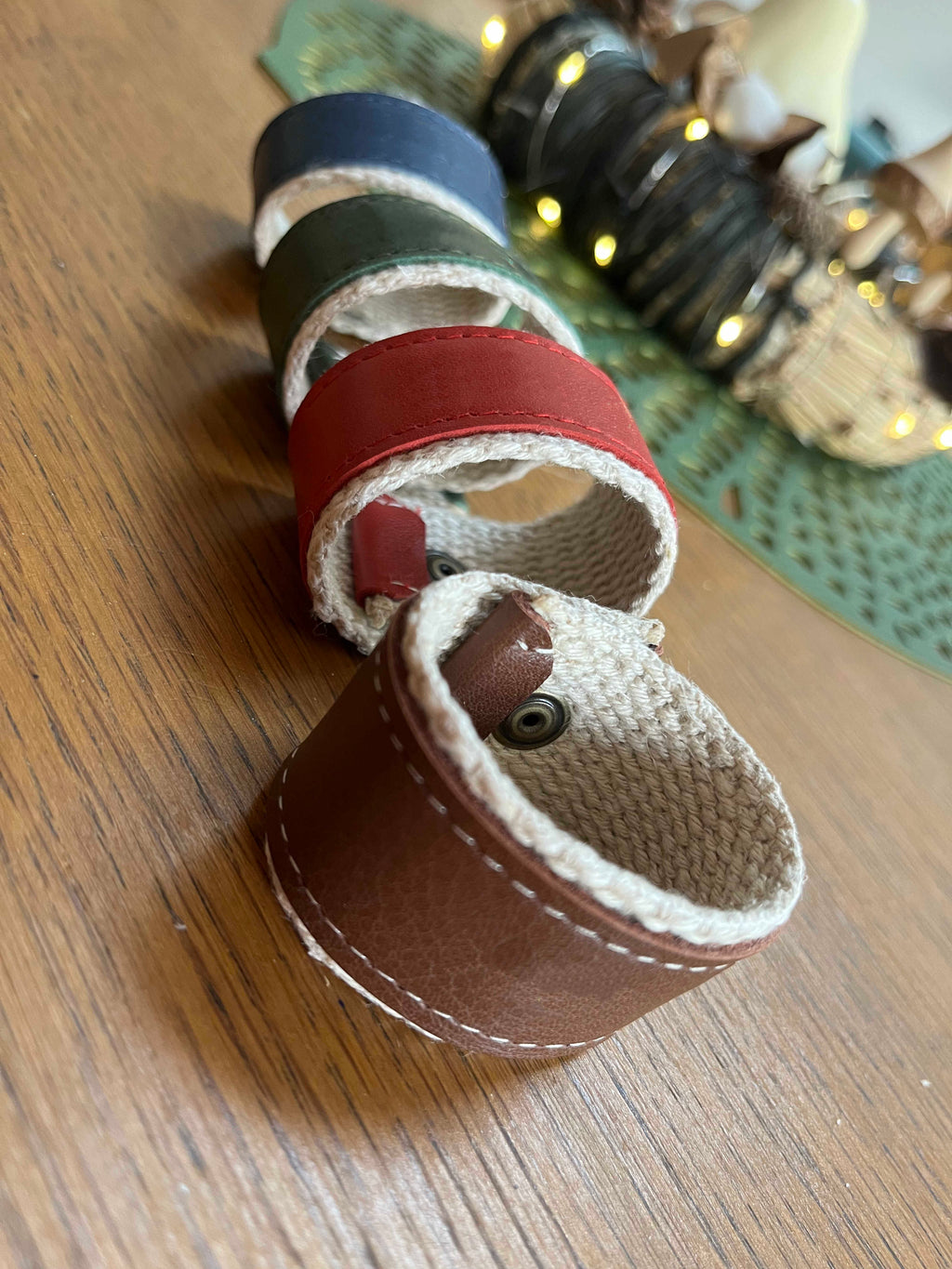 Lot de 4 Ronds de Serviette en Cuir vierge