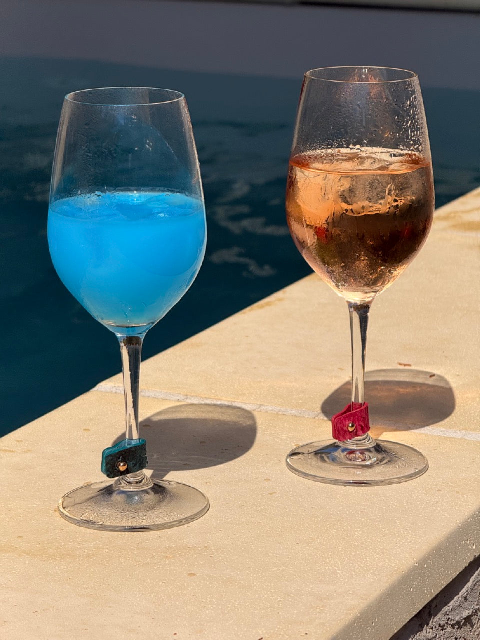 Lot de 6 marque-verres en cuir marin – Faits main en France