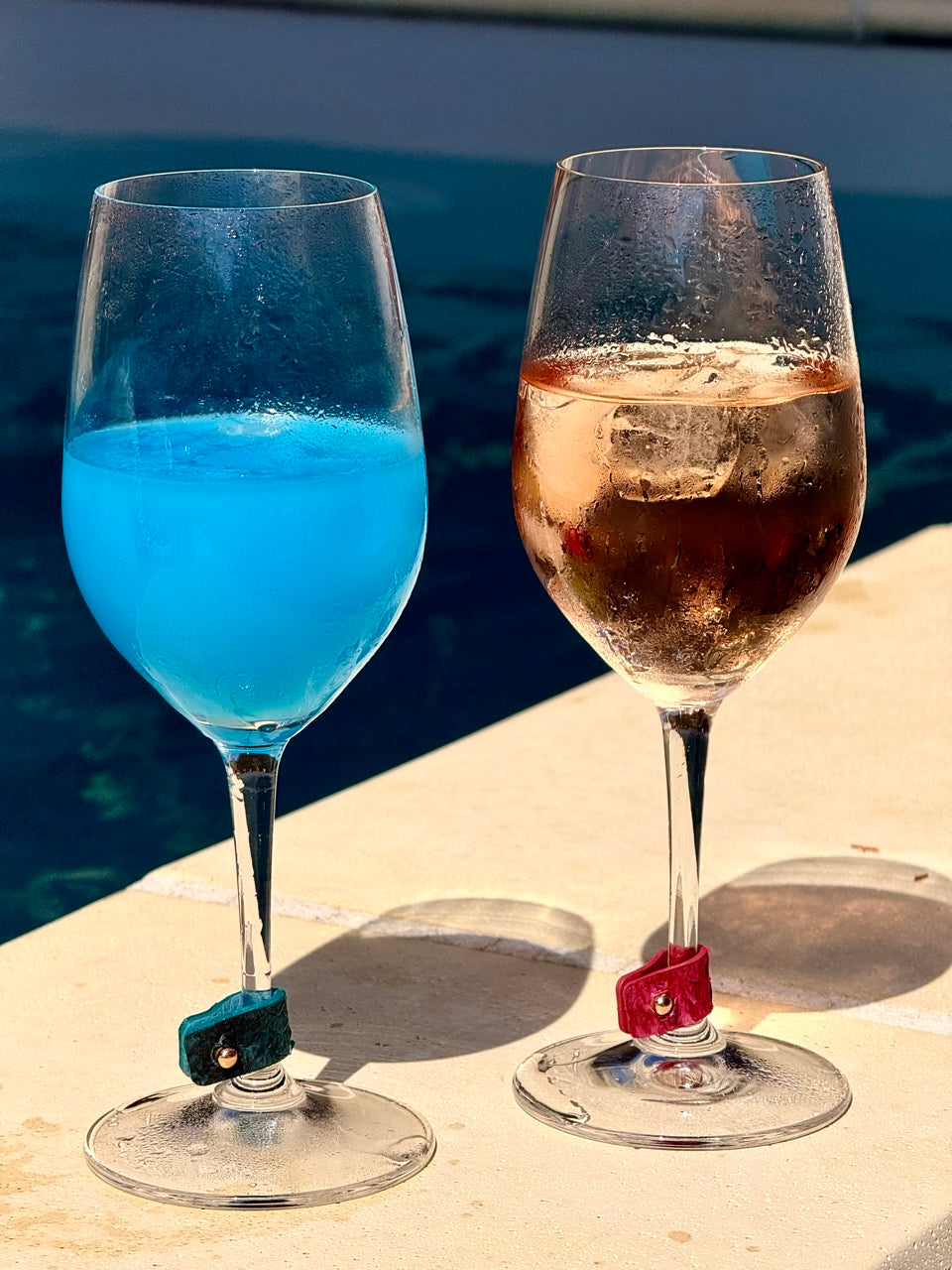 Lot de 6 marque-verres en cuir marin – Faits main en France