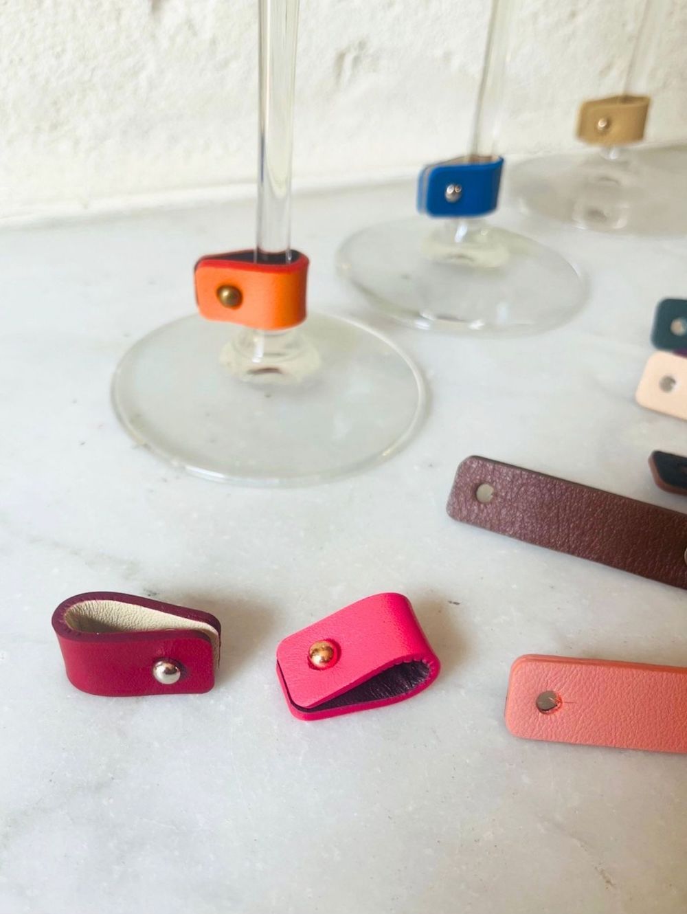 Marque-Verre en cuir - Lot de 12