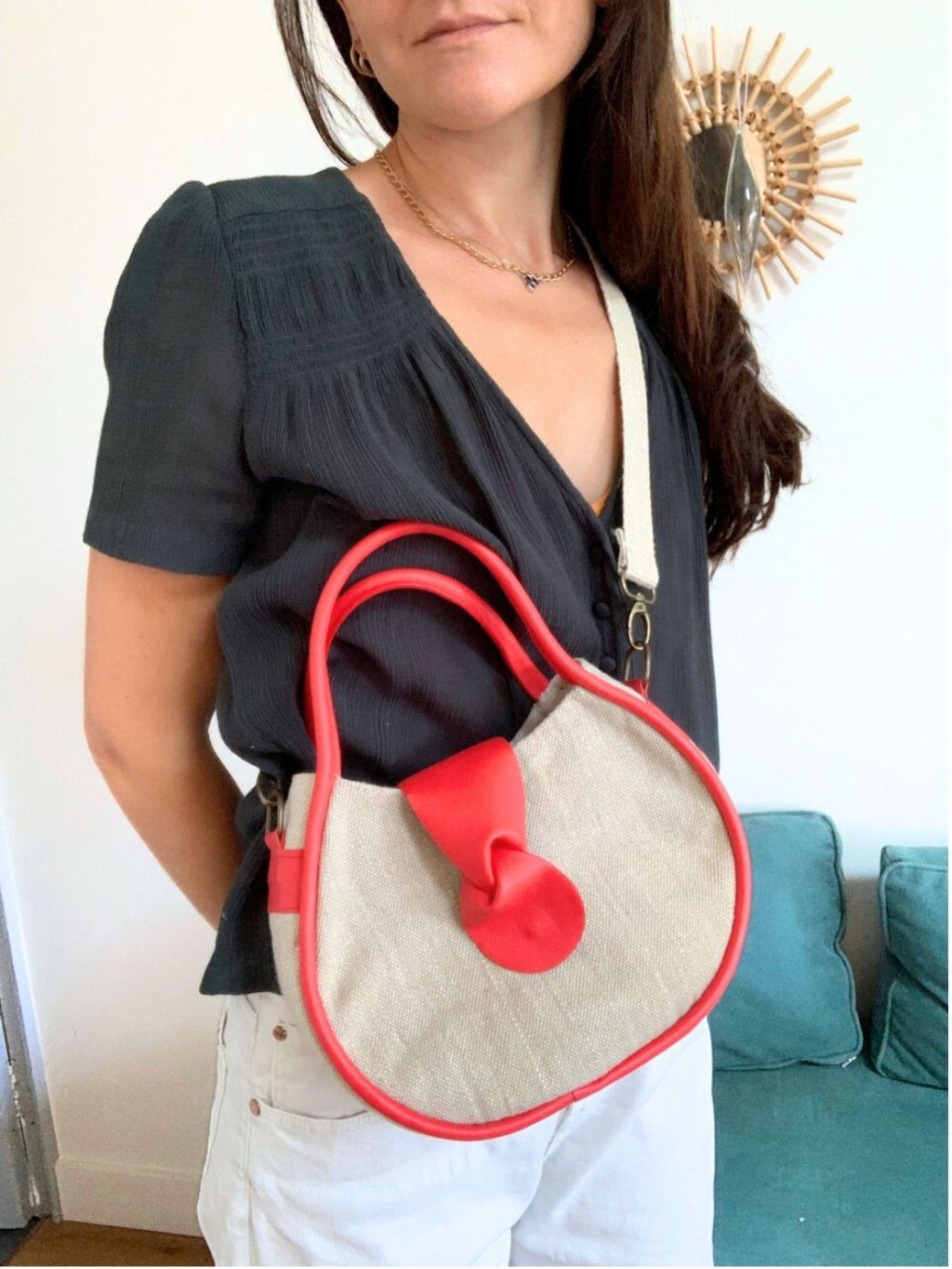 Petit Oval Bandoulière | Chanvre & Cuir