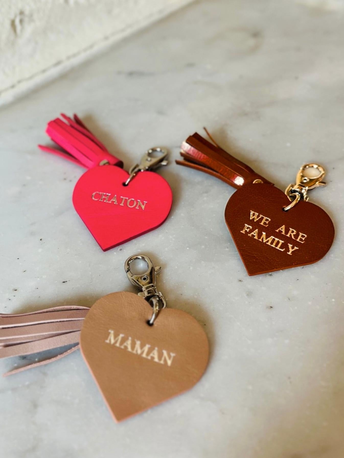 Porte-clés cuir coeur personnalisable