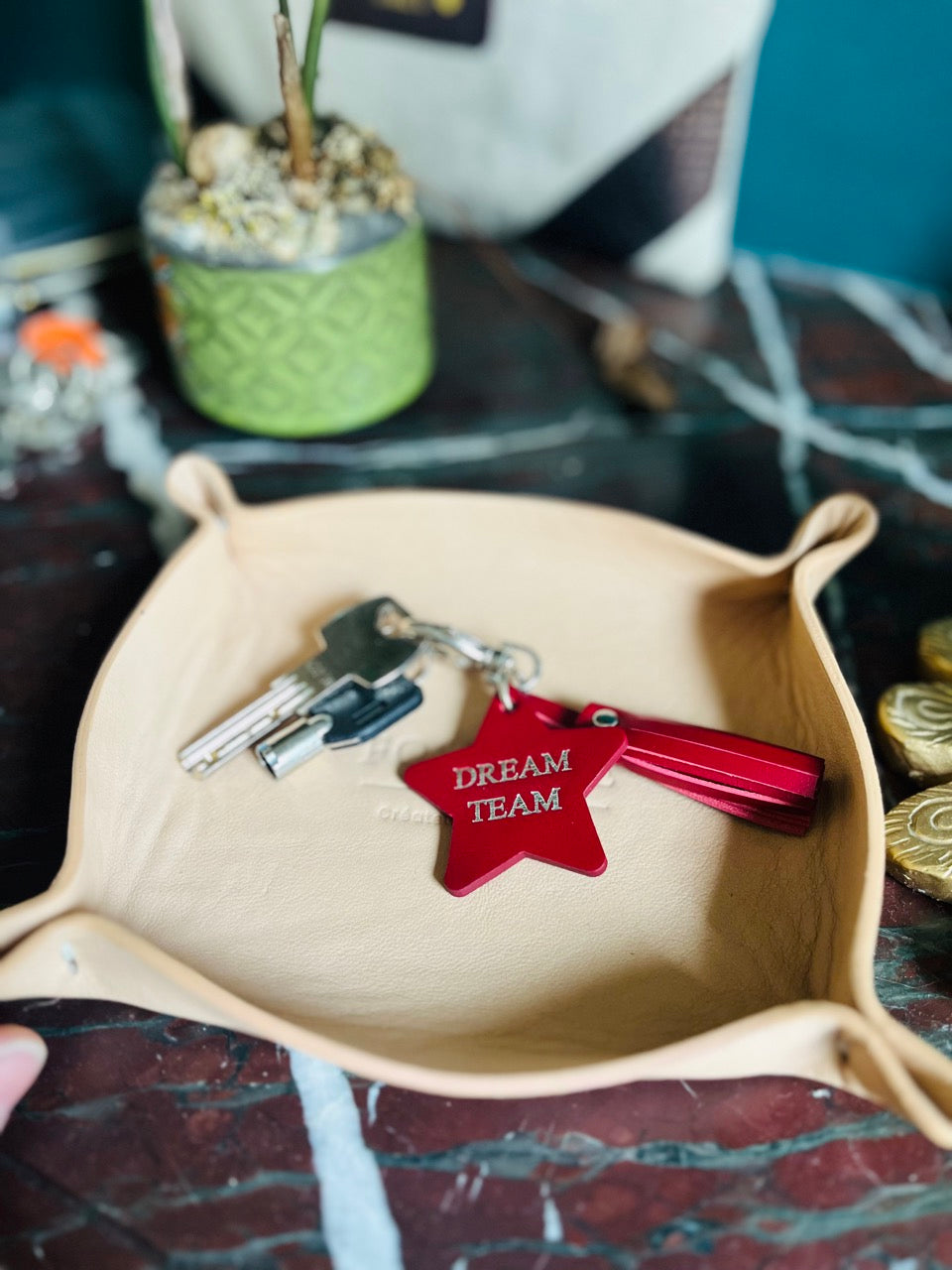 Porte-clés cuir étoile personnlisable