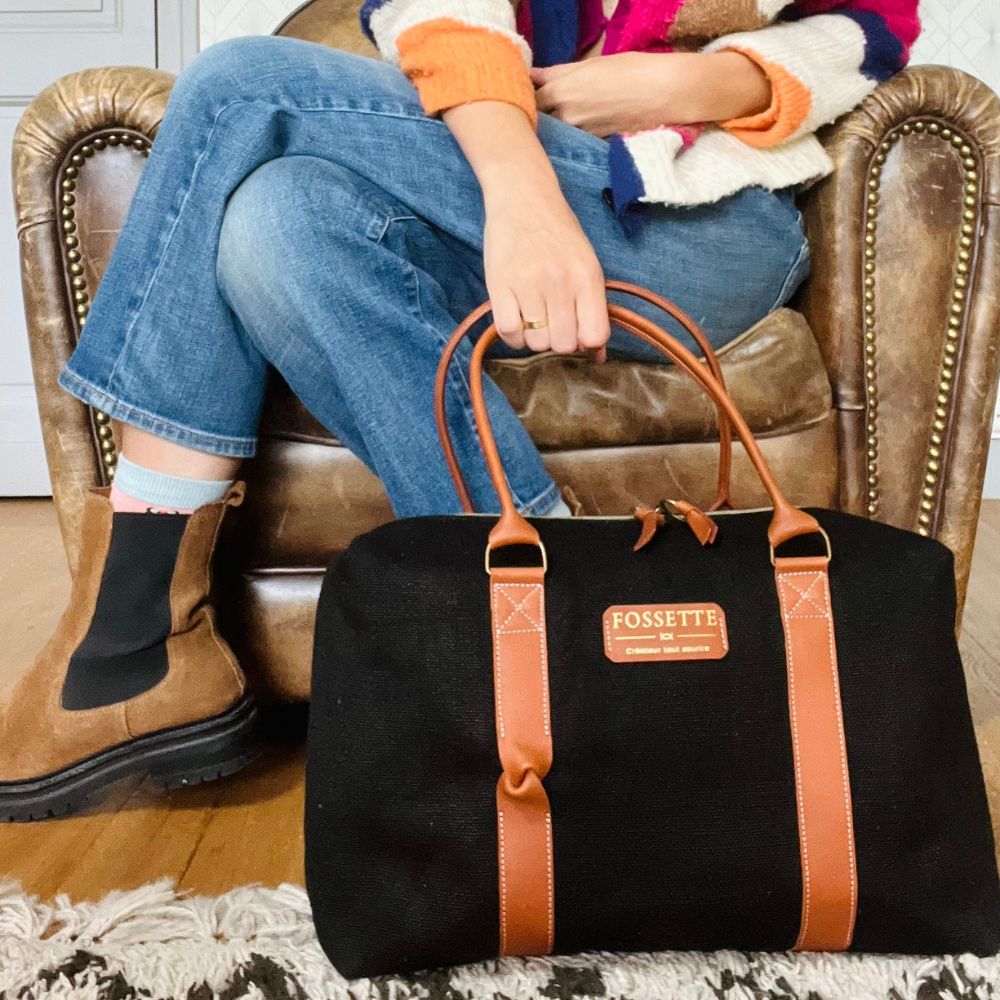 Sac 24h | Chanvre noir & Cuir