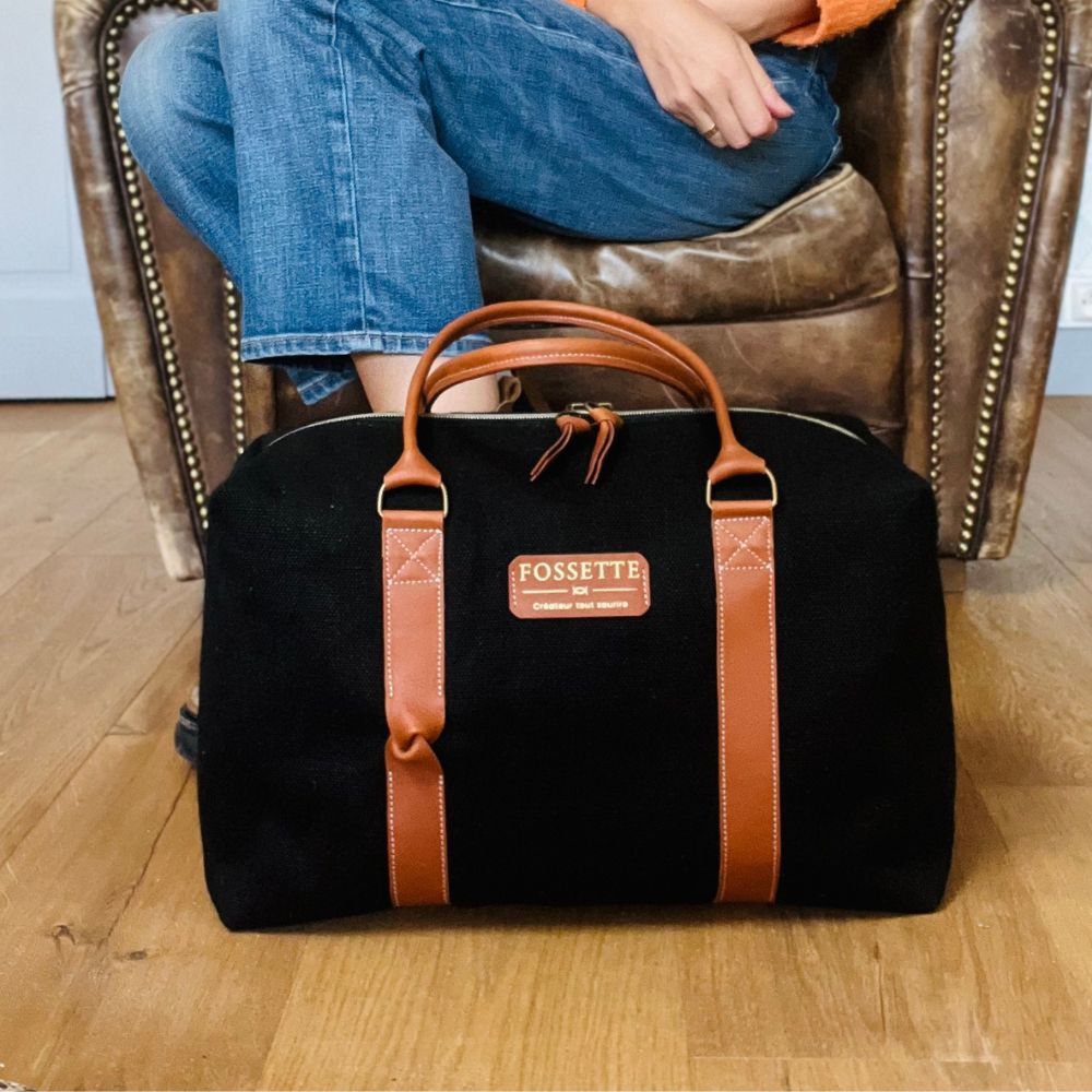 Sac 24h | Chanvre noir & Cuir