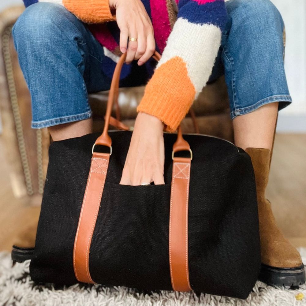 Sac 24h | Chanvre noir & Cuir