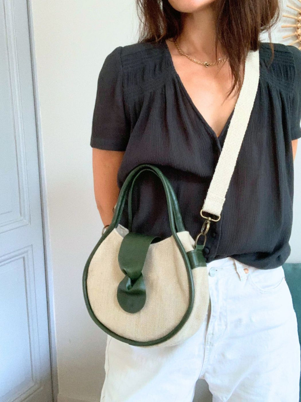 Petit Oval Bandoulière | Chanvre & Cuir