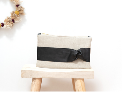 Pochette en chanvre et cuir