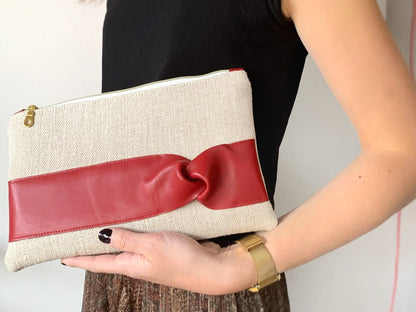 Pochette en chanvre et cuir